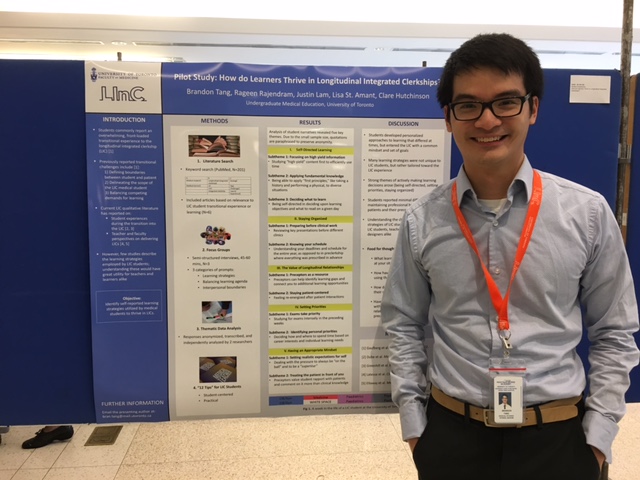 LInC student Brandon Tang presents his poster: How Do Learners Thrive in Longitudinal Integrated Clerkships?