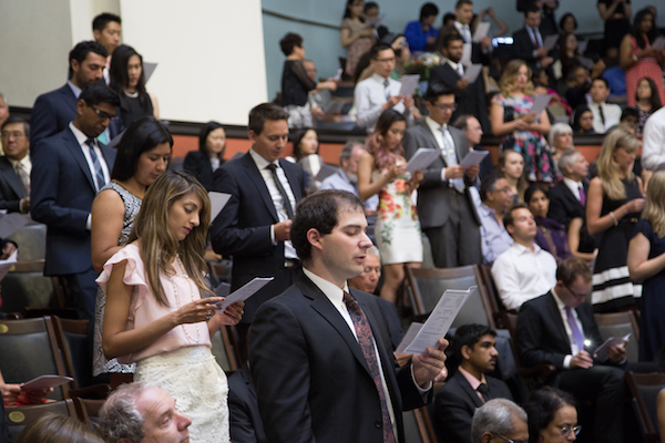 MAM students reciting the oath at convocation